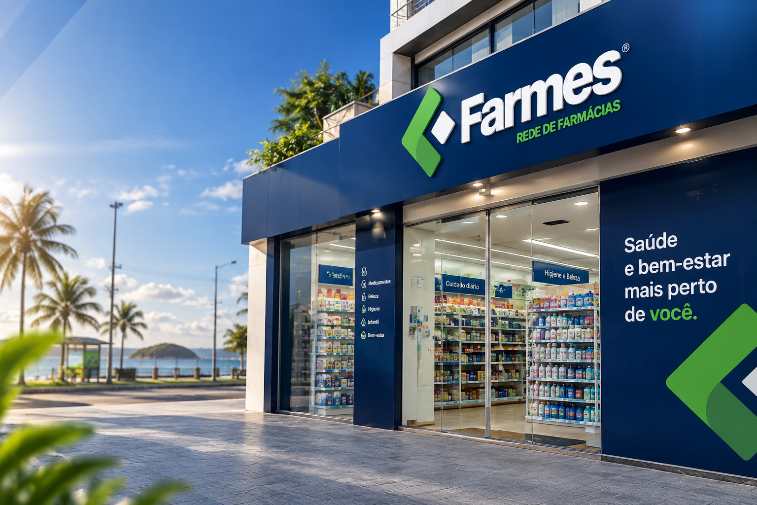 Fachada Farmes na imagem fornecida